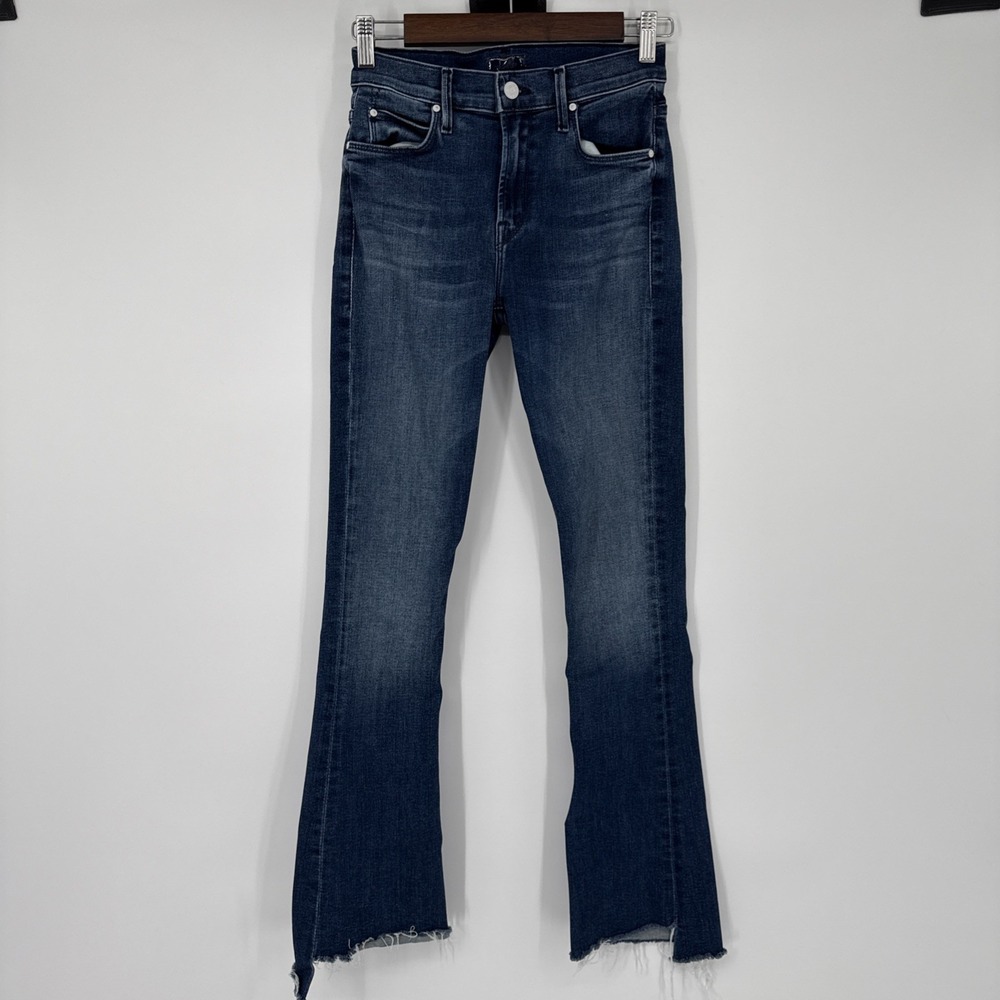 Mother Runaway Step Fray Jeans Women's 24 Blue Denim USA Groovy Hippie Boho